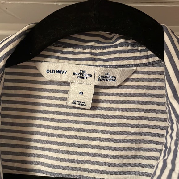 Old Navy Blue and White Boyfriend Button up - Picture 2 of 3